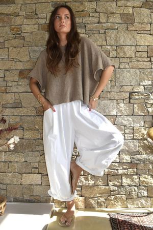 Inga Stretch Poplin Cotton Barrel Pant White